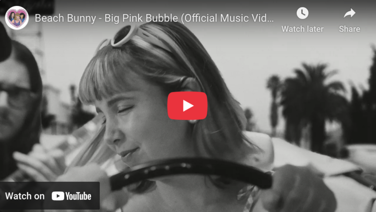 screenshot of the video for big pink bubble from the band beach bunny